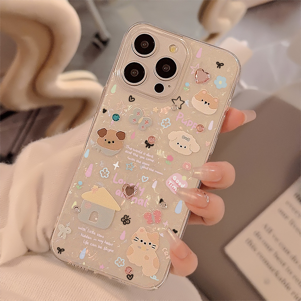 Phone Cases Cute Iphone 13 - Casing Ponsel Pola Cangkang Anak Anjing