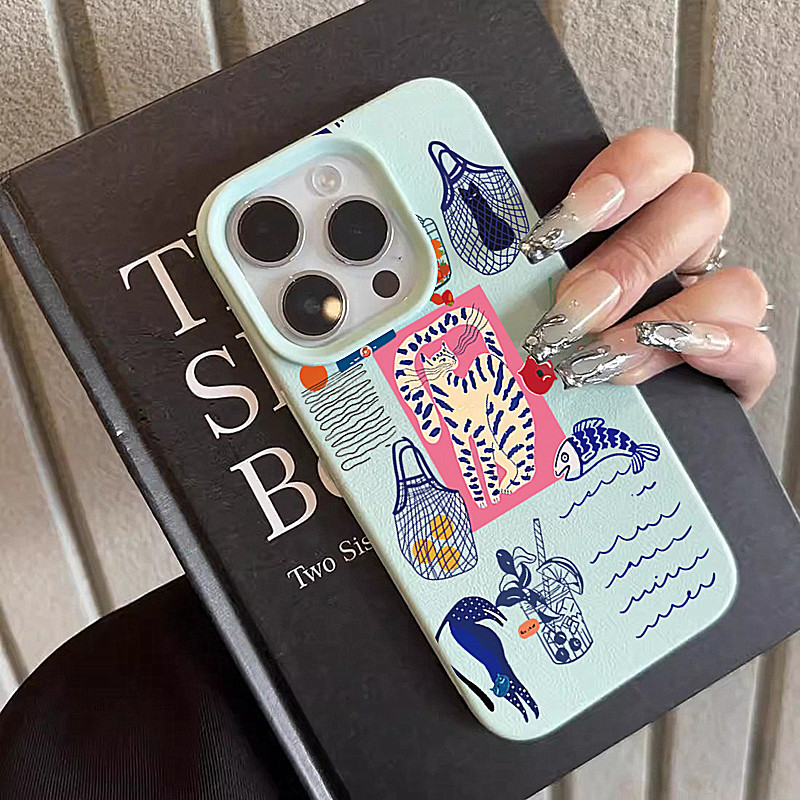 Phone Cases Cute Iphone 13 - Casing Ponsel Motif Kucing Ceri Lucu