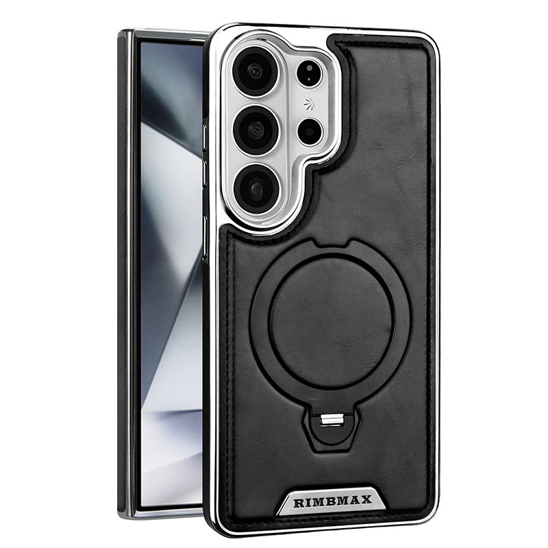 Phone Cases With Magnet - Casing Kulit dengan Braket Putar Magnetik,