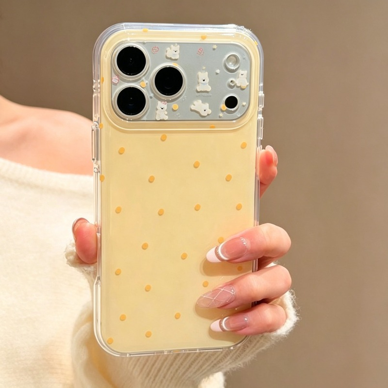 Phone Cases Cute Iphone 13 - Casing Pelindung Ponsel Motif Polkadot Kuning