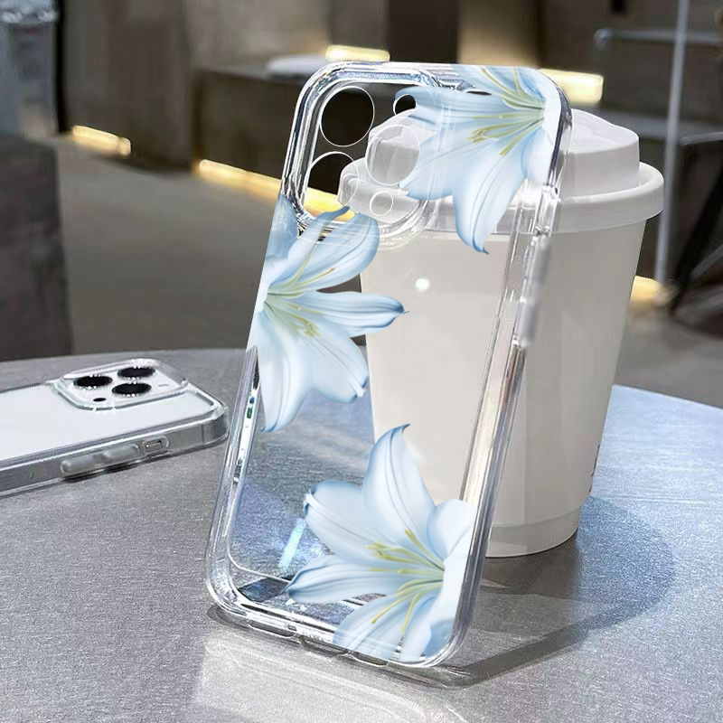 Phone Cases Clear - Casing Ponsel Bunga Lily Putih Eksklusif