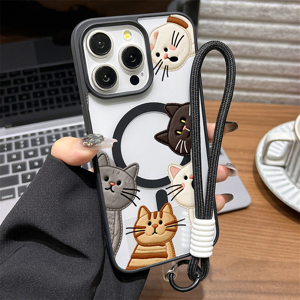 Phone Cases Cute Iphone 13 - Casing HP Kucing Bordir Imitasi Lucu